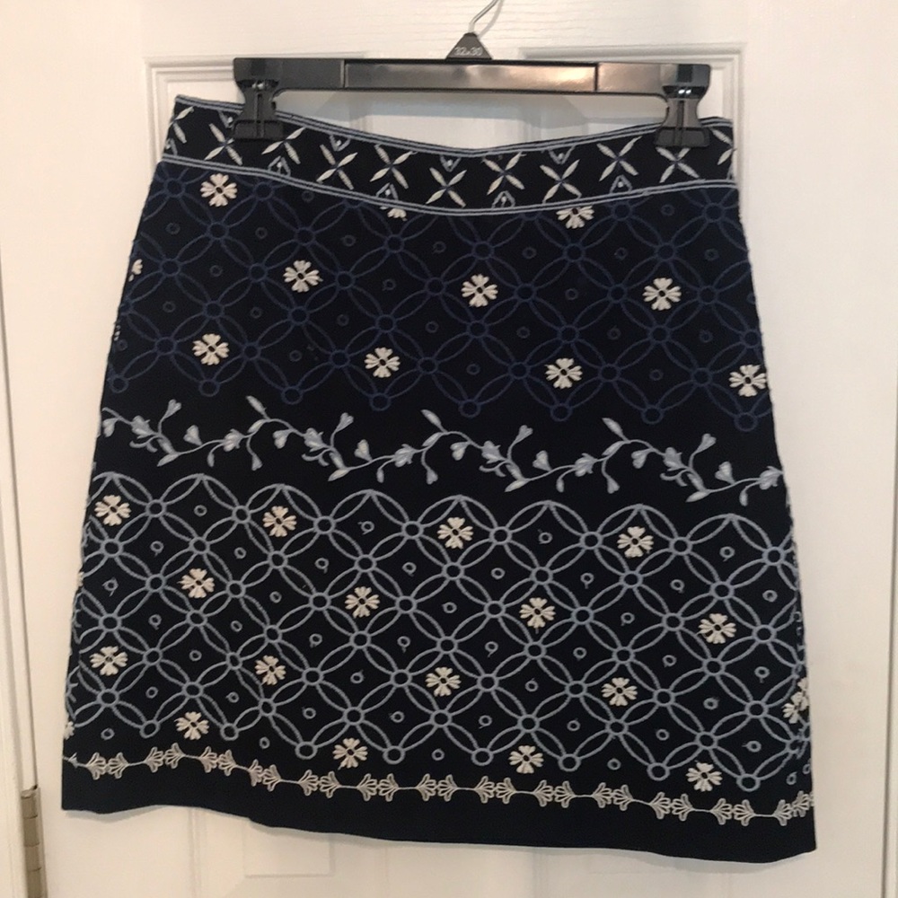 Loft navy embellished skirt